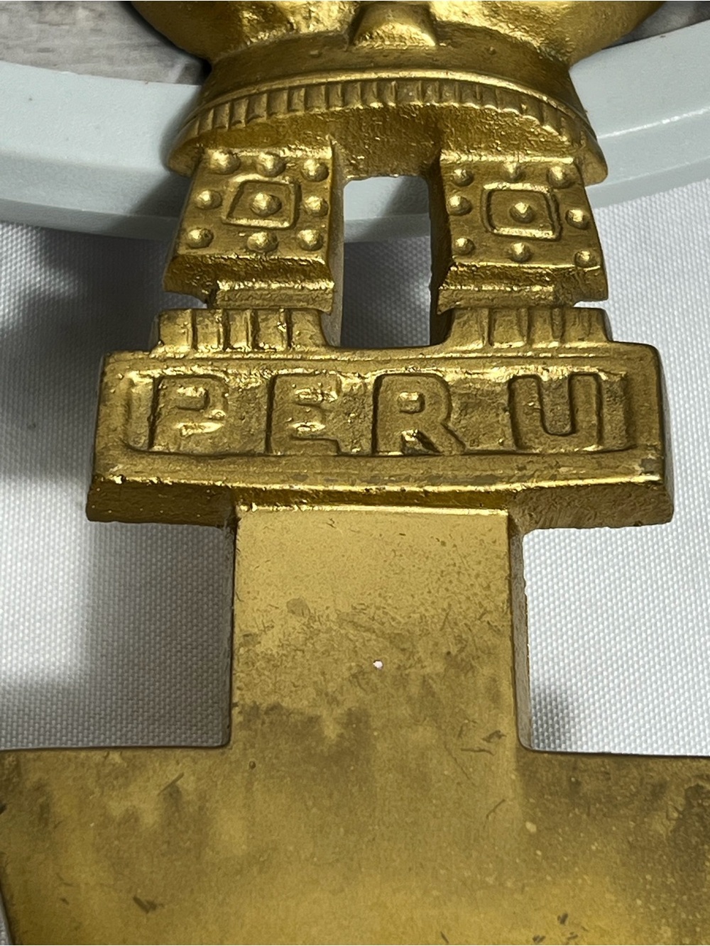 Vintage Peru Inca Wall Decor Brass Gold Tribal Figure Letter Opener 11in - Picture 3 of 6
